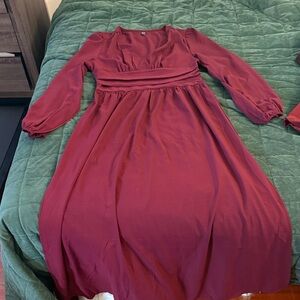 SHEIN Wine Long Sleeve Dress